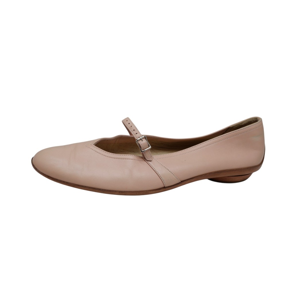 Salvatore Ferragamo Audrey Mary Jane Flats Pink Leather 8.5 2A Narrow Italy